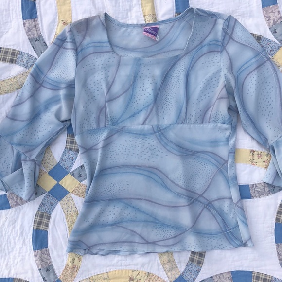 Prominence Tops - Y2K Vintage 90’s Babydoll Bell Sleeve Blouse square Neck retro top